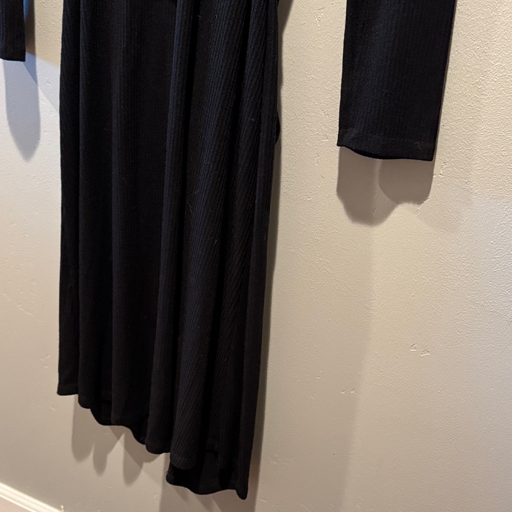 VETTA Capsule The Long Cardigan Black Ribbed Button-Front with Tie Waist Dress - Picture 12 of 12